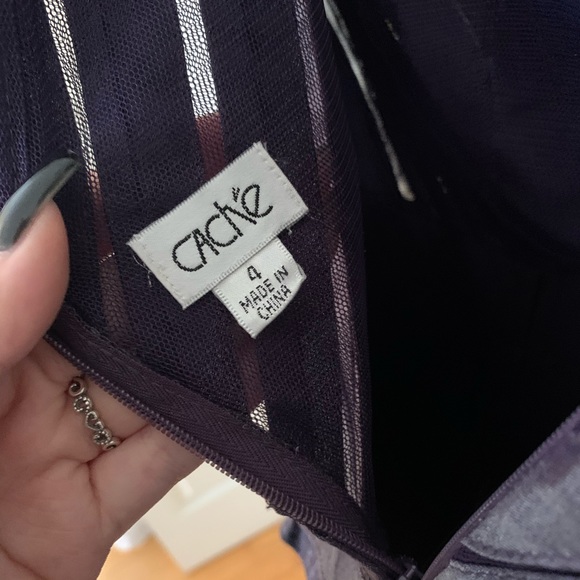 Cache Shimmer Purple Layered V-neck Cocktail Dress - Picture 7 of 7